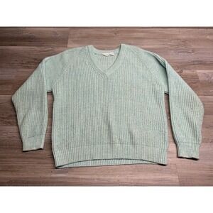 Vintage Womens V-neck Sweater‎ Preppy Blue Relaxed Boxy Size M Knit Top